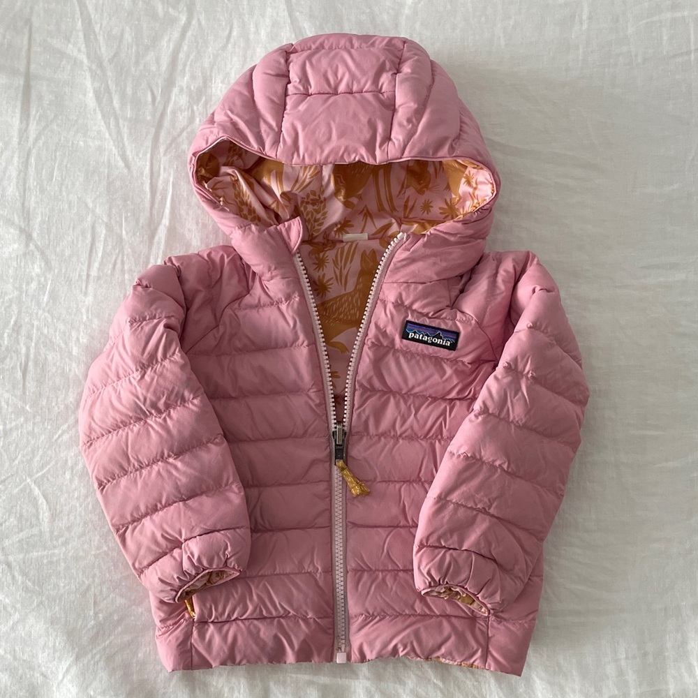 Patagonia Light Pink Down Hooded Jacket